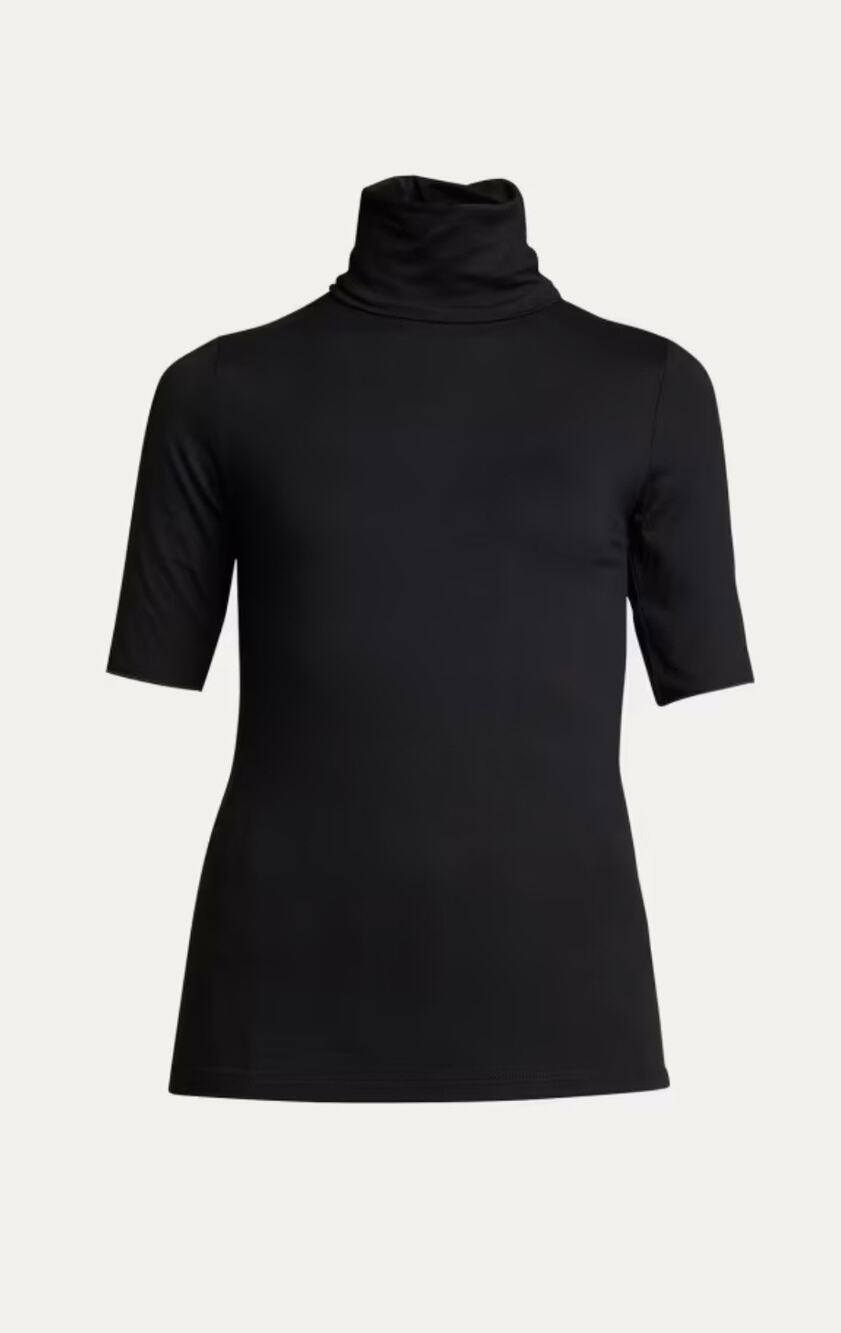 NWT Majestic Filatures Soft Touch Elbow Sleeve Turtleneck Women's 3/Med Black